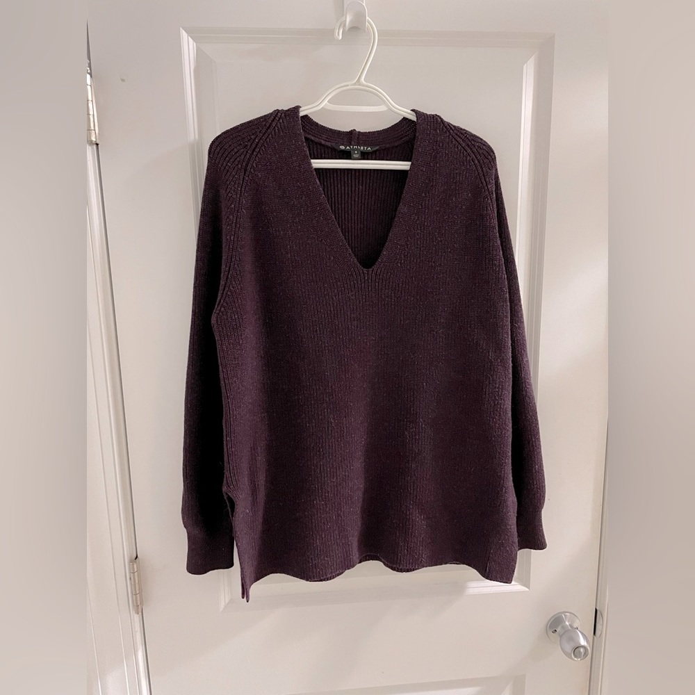 Athleta Purple/maroon Oversized v-Neck Sweater size S